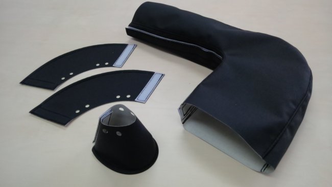 Cable shield for heat resistance: Fan type, Three-dimensional sewing